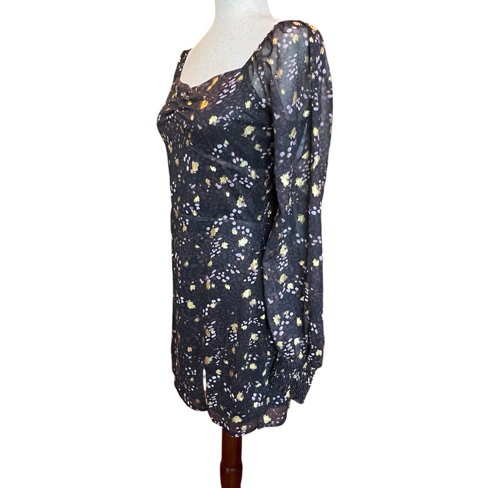 Sage The Label Floral Mini Dress Size S Sweetheart Neck Smocked Back Sheer - Picture 5 of 12